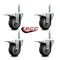 Service Caster 4 Inch Thermoplastic  Rubber Swivel 34 Inch Threaded Stem Caster Set with Total Lock Brake SCC-TSTTL20S414-TPRB-34212-4 - alternate 3